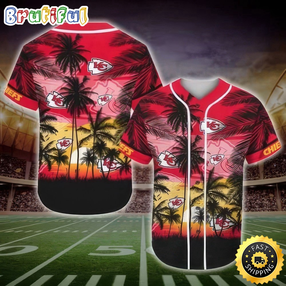 NFL Kansas City Chiefs Baseball Jersey Shirt Palm Tree