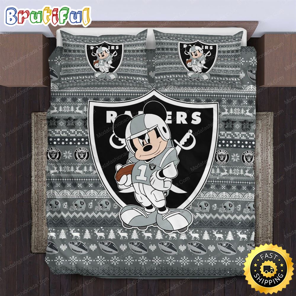 NFL Las Vegas Raiders Mickey Silver Bedding Set
