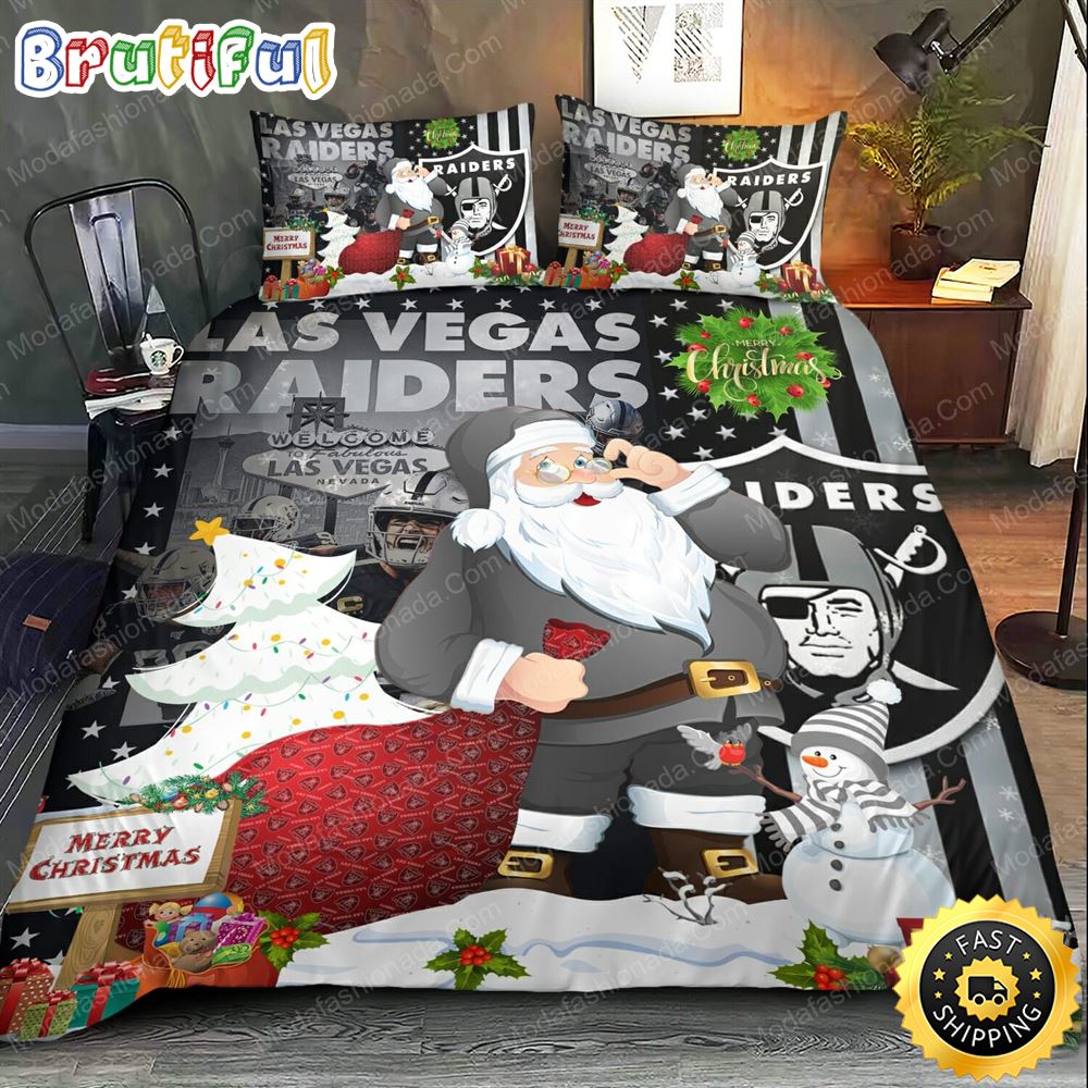 NFL Las Vegas Raiders Stan Claus Christmas Bedding Set