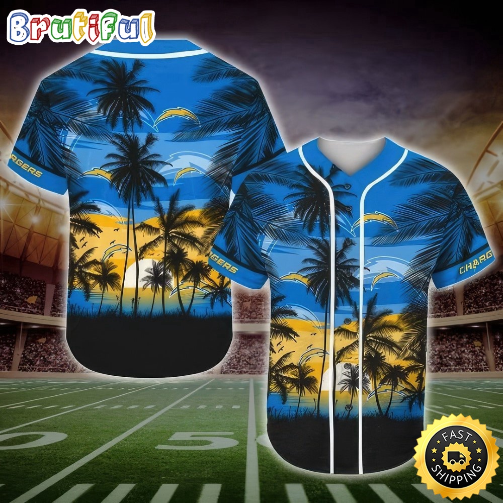 NFL Los Angeles Chargers Baseball Jersey Shirt Palm Tree