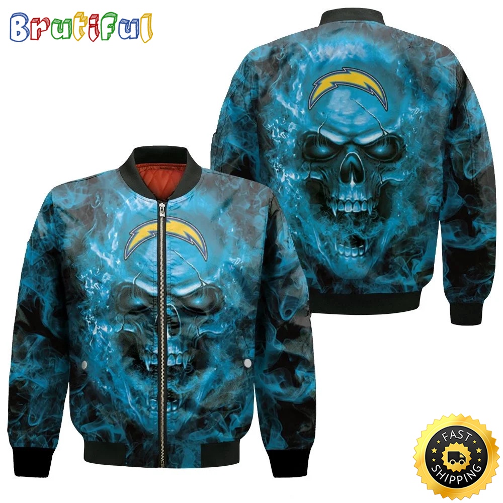 NFL Los Angeles Chargers Bomber Jacket Fans Skull