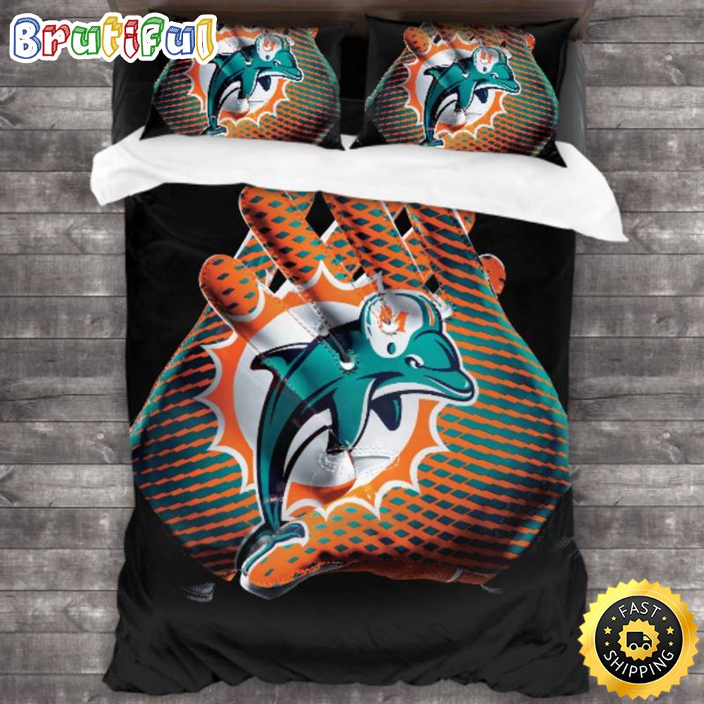 NFL Miami Dolphins Black Orange Bedding Set