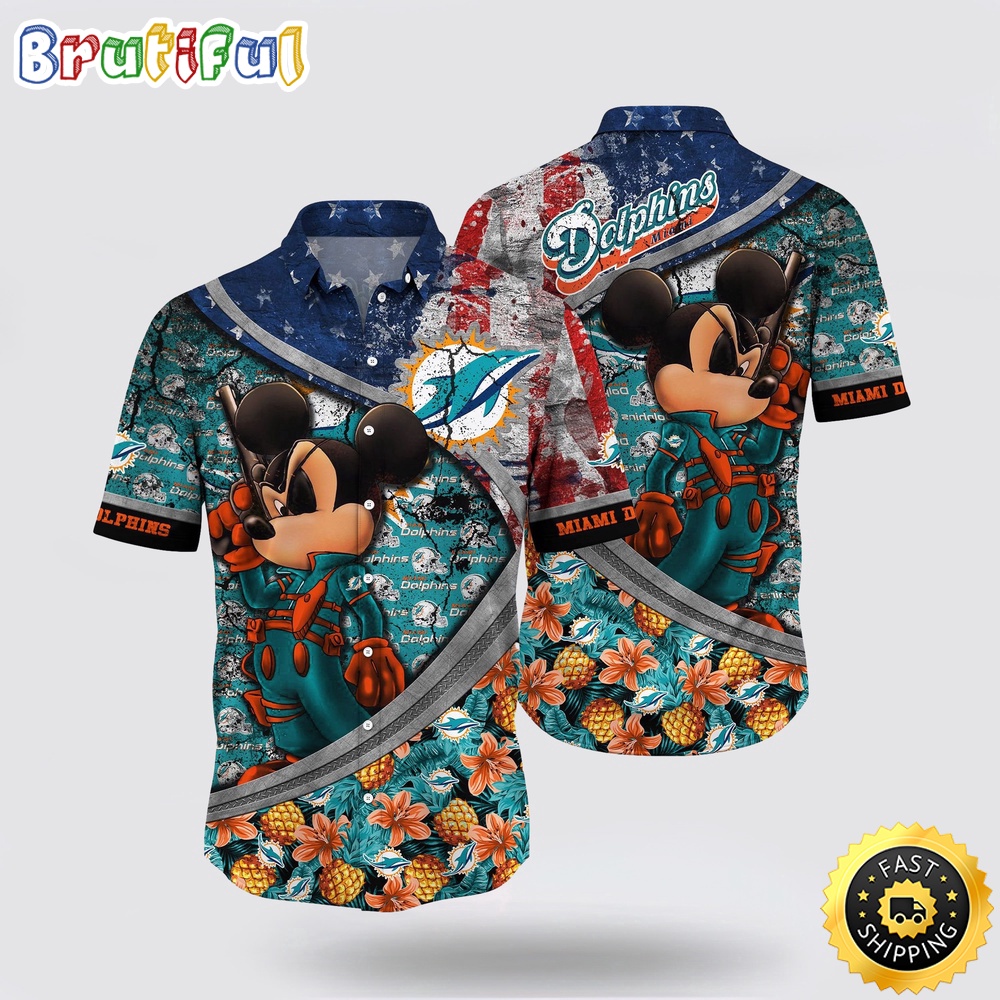 NFL Miami Dolphins Hawaiian Shirt Cool Mickey Mouse