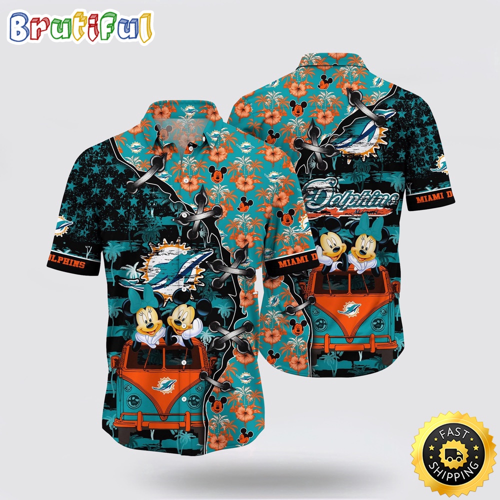 NFL Miami Dolphins Hawaiian Shirt Mickey And Minnie
