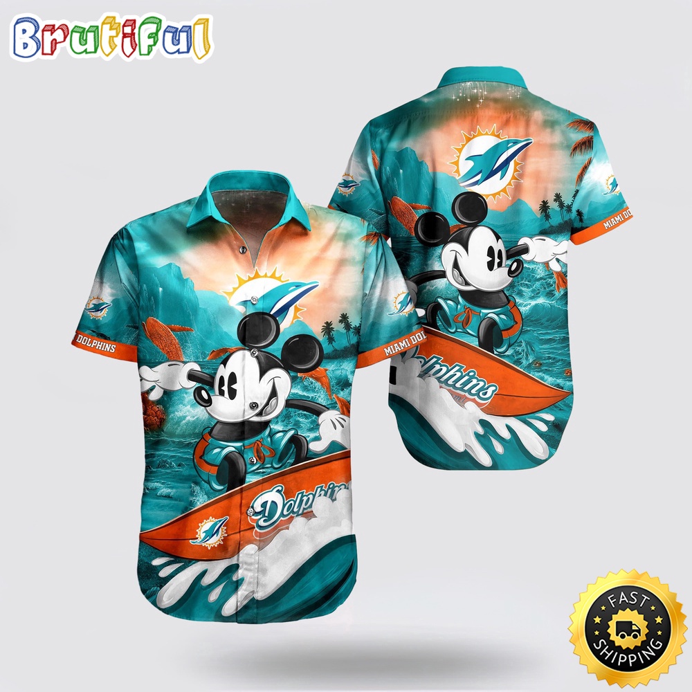 NFL Miami Dolphins Hawaiian Shirt Mickey Mouse Summer