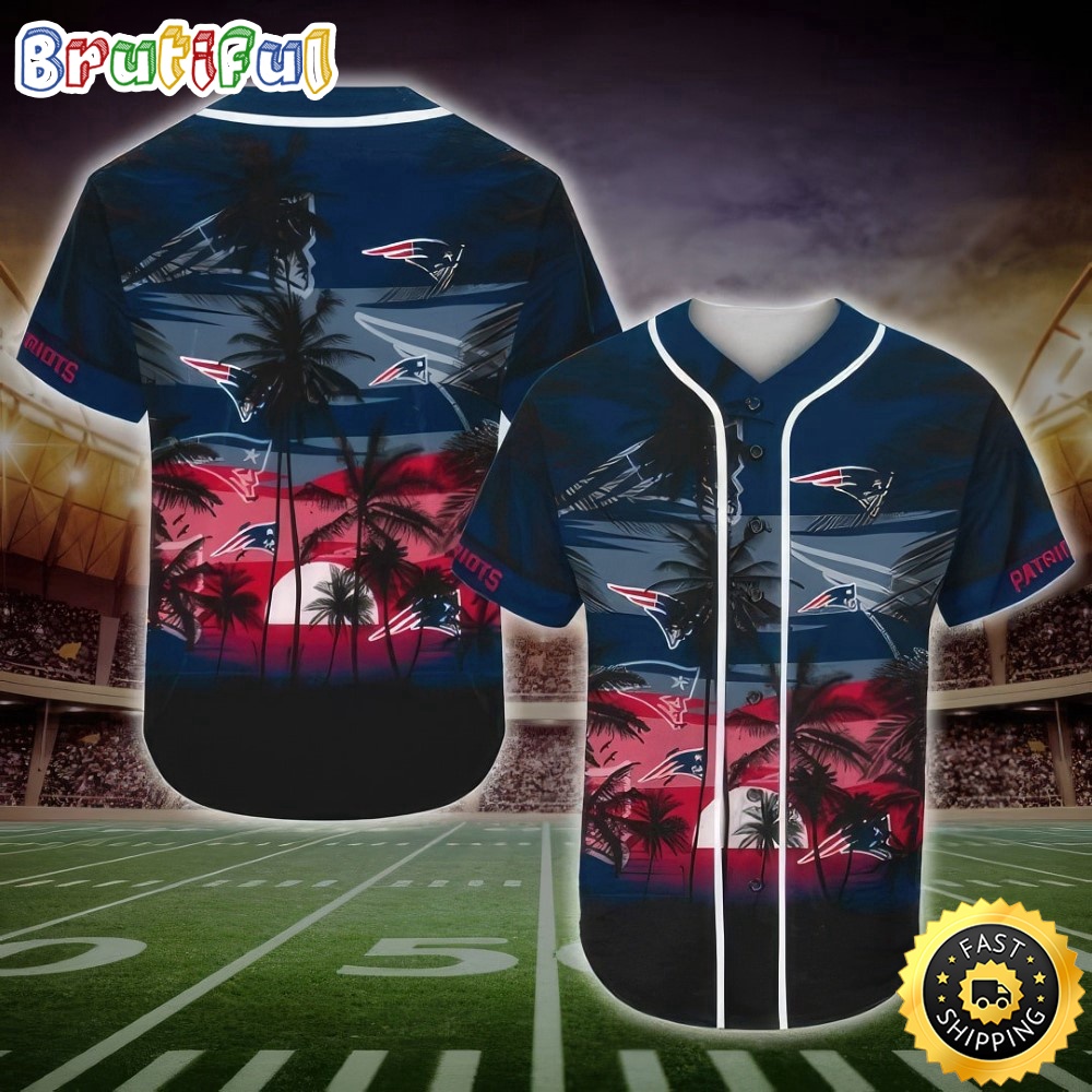 NFL New England Patriots Baseball Jersey Shirt Palm Tree