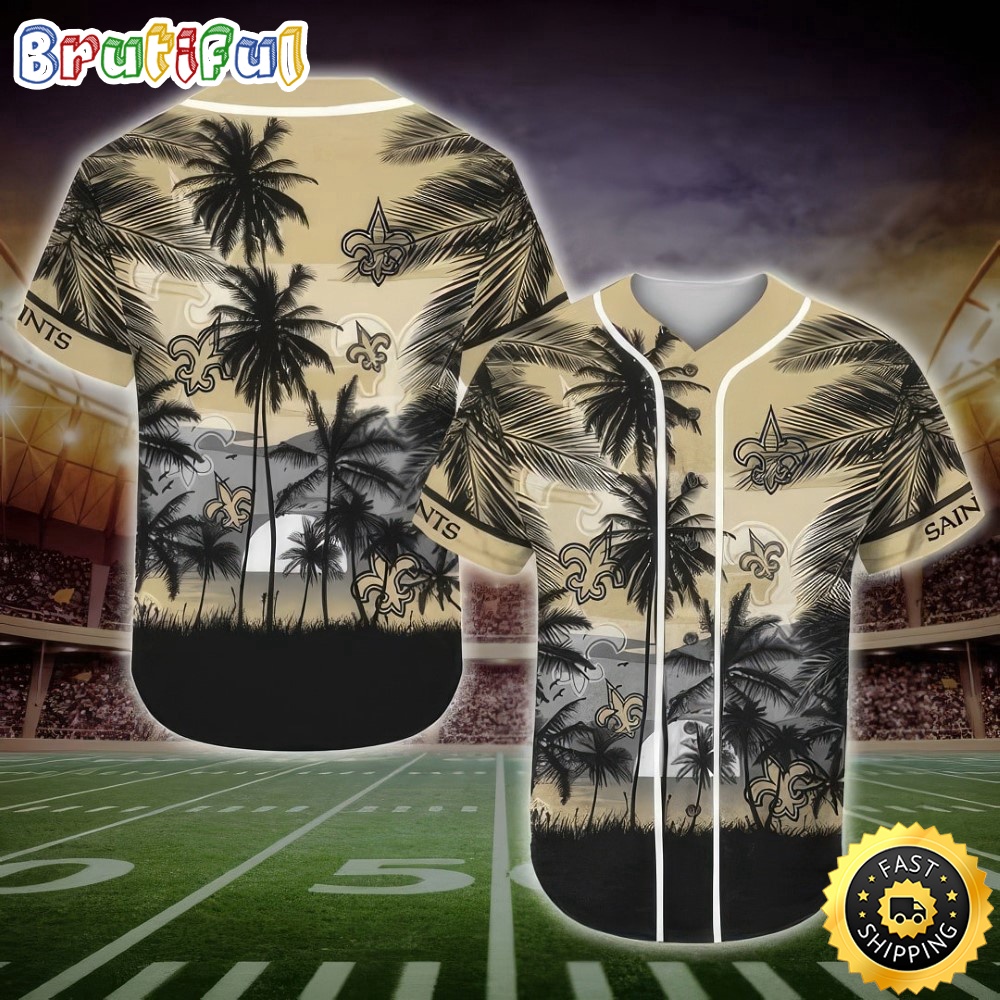 NFL New Orleans Saints Baseball Jersey Shirt Palm Tree