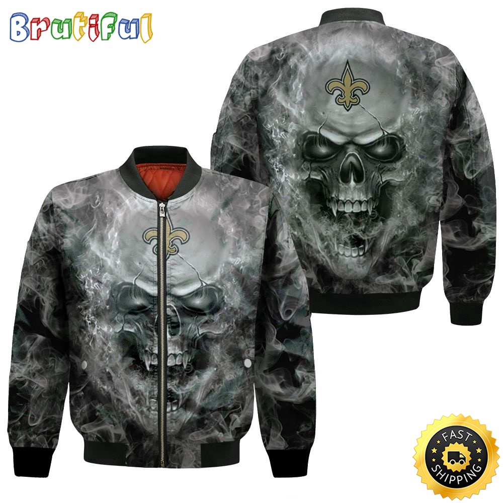 NFL New Orleans Saints Bomber Jacket Fans Skull