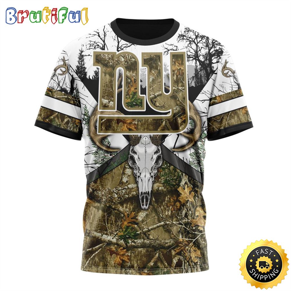 NFL New York Giants 3D T Shirt Deer Skull And Forest Pattern Represent Your Team