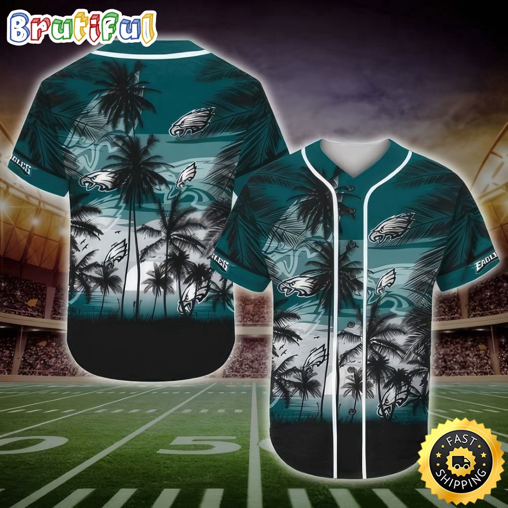 NFL Philadelphia Eagles Baseball Jersey Shirt Palm Tree