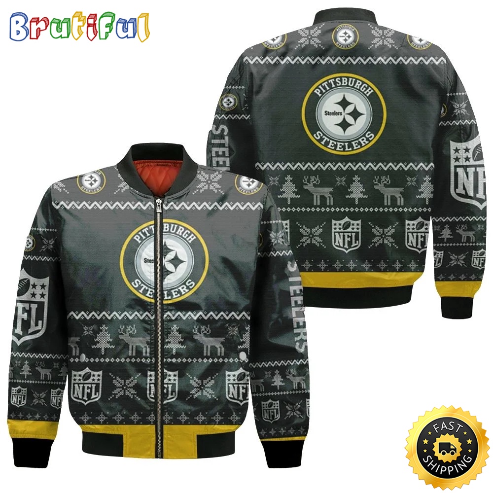 NFL Pittsburgh Steelers Bomber Jacket Ugly Christmas