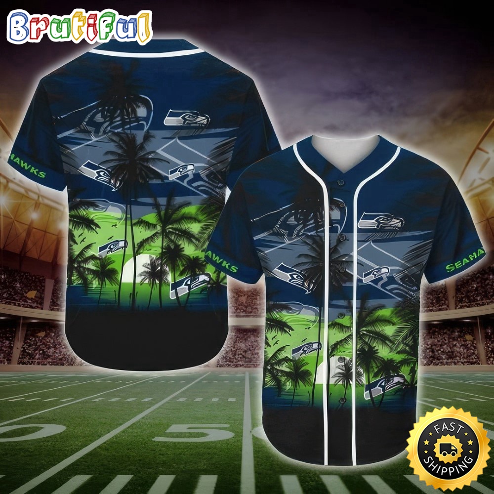 NFL Seattle Seahawks Baseball Jersey Shirt Palm Tree
