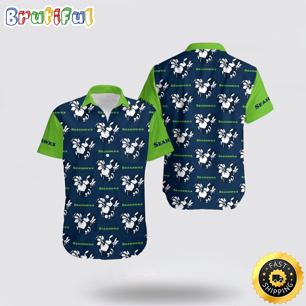 NFL Seattle Seahawks Hawaiian Shirt Mickey And Flowers