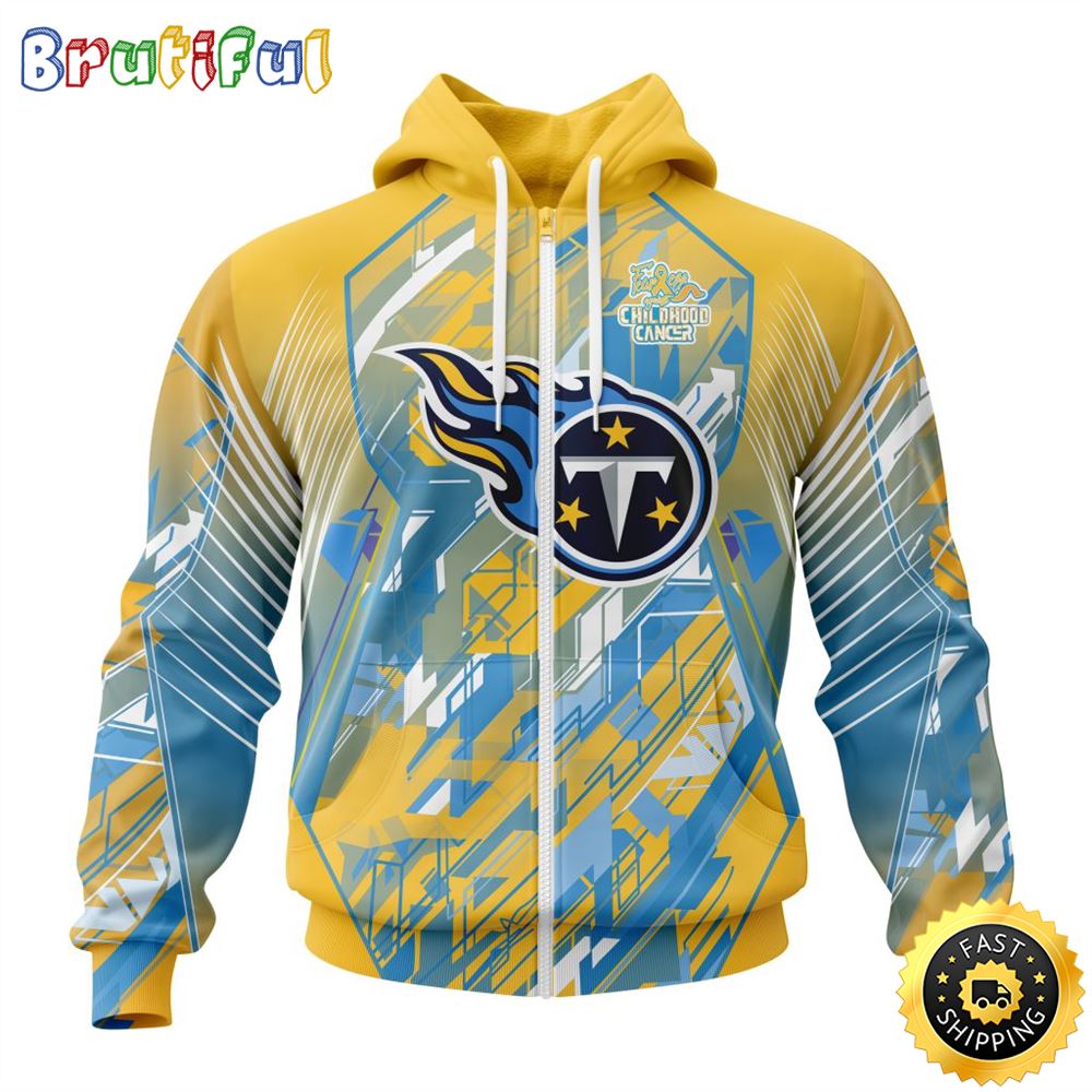 NFL Tennessee Titans All Over Print Zip 3D Hoodie Fearless Against Childhood Cancers Unisex Hoodie