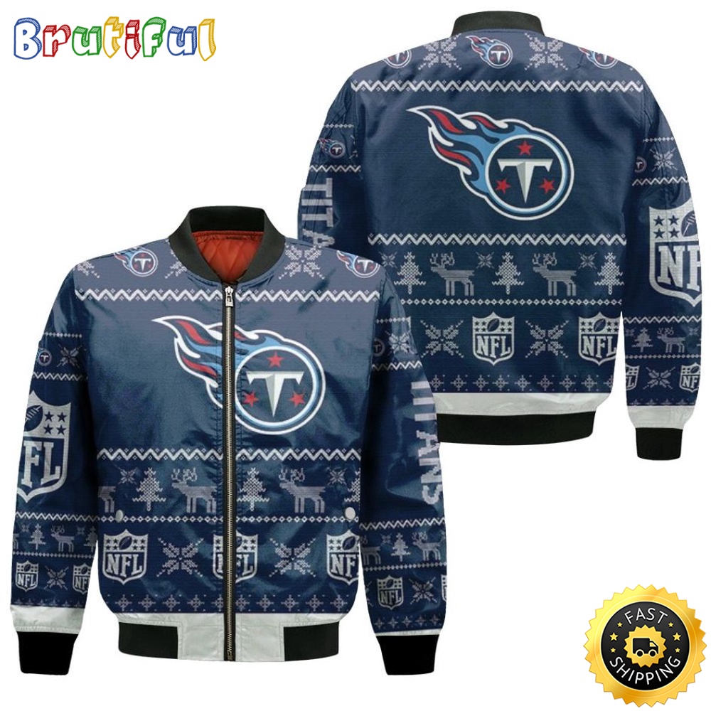 NFL Tennessee Titans Bomber Jacket Ugly Christmas