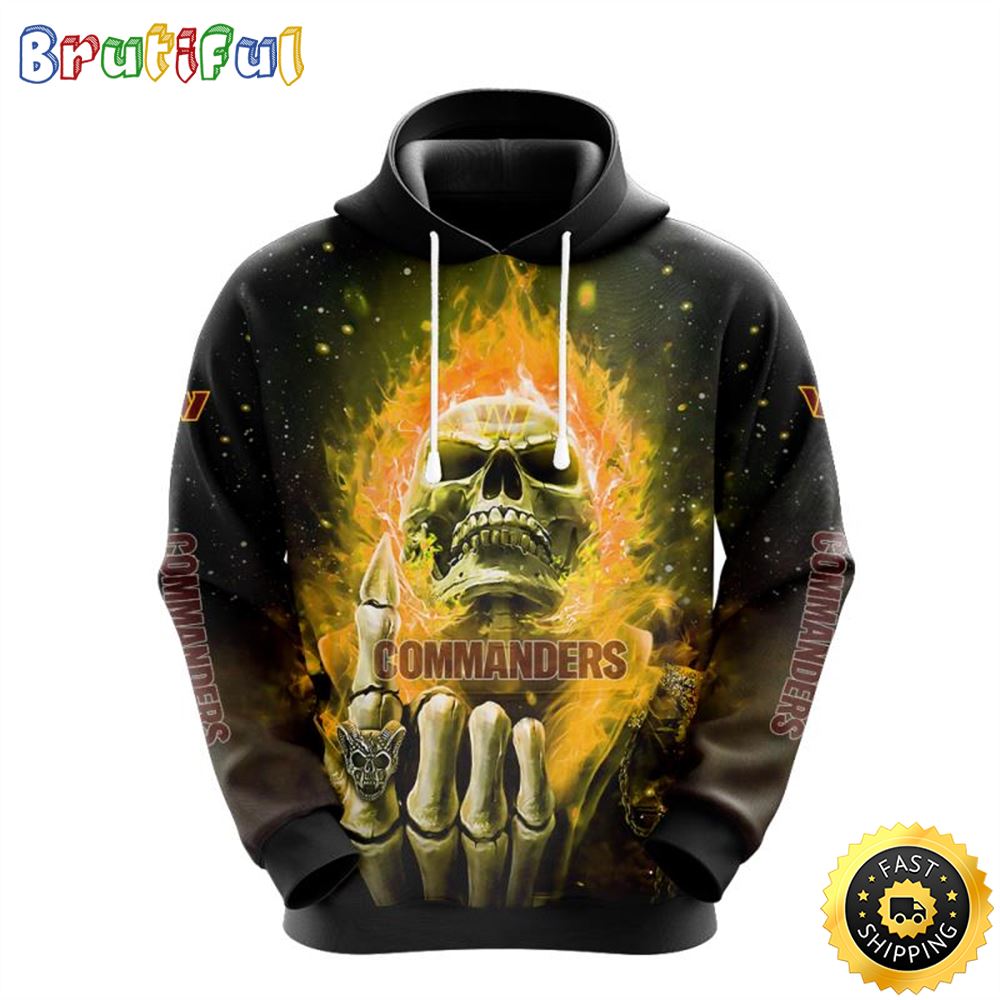 NFL Washington Commanders 3D Hoodie All Over Print Skull Show Your Team Spirit