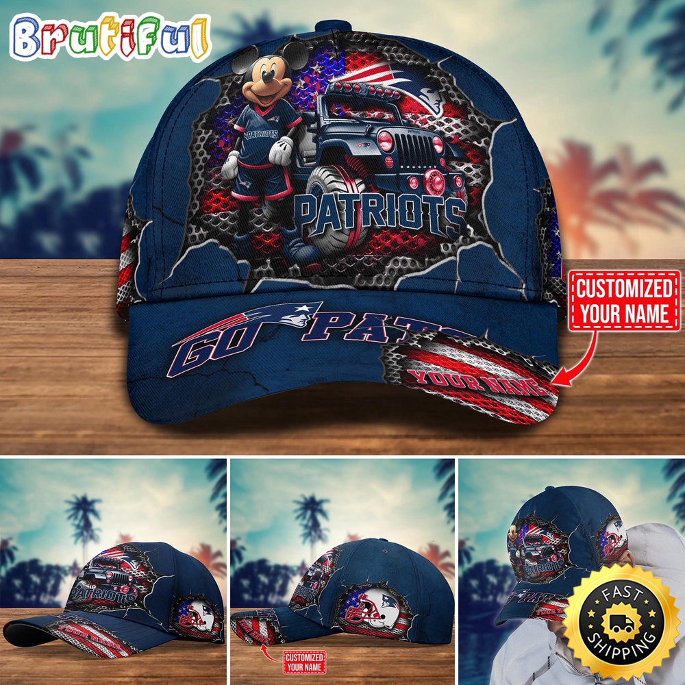 New England Patriots Baseball Cap Mickey Mouse Customize Cap