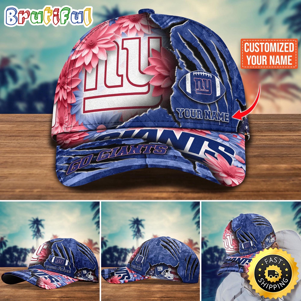 New York Giants Baseball Cap Flower New Trending Custom Cap For Fan