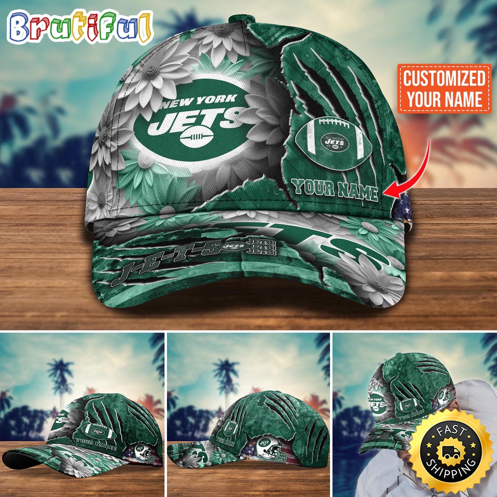 New York Jets Baseball Cap Flower New Trending Custom Cap For Fan