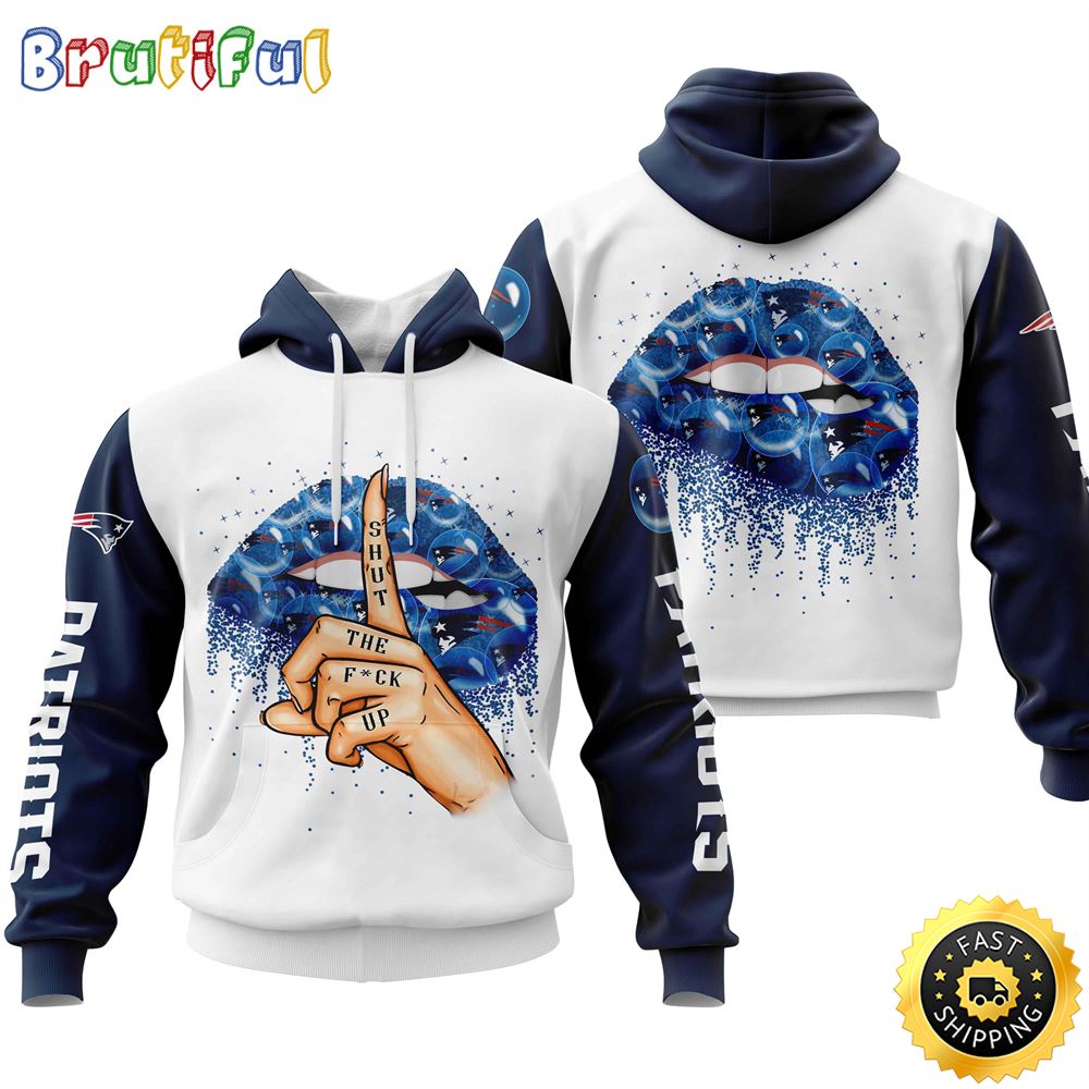 New England Patriots All Over Print Lips 3D Hoodie Show Your Team Spirit