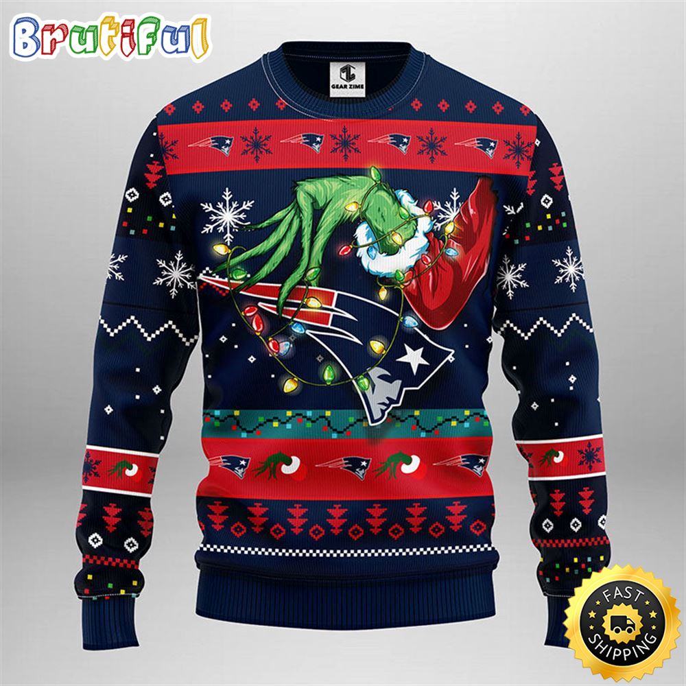 New England Patriots Christmas Ugly Sweater Grinch Show Your Team Spirit