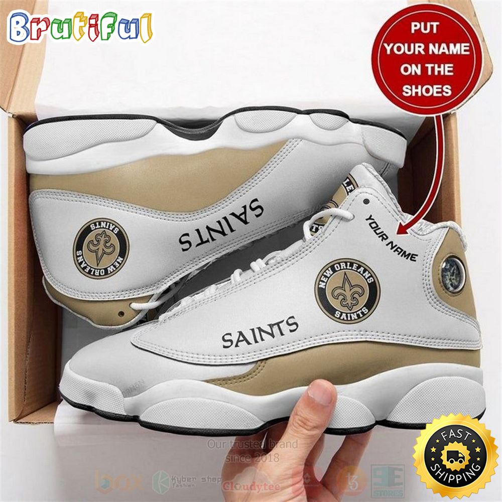 New Orleans Saints Nfl Custom Name Air Jordan 13 Shoes