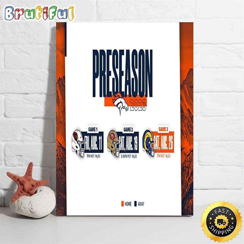 Nfl Denver Broncos 2023 Preseason Schedule Poster