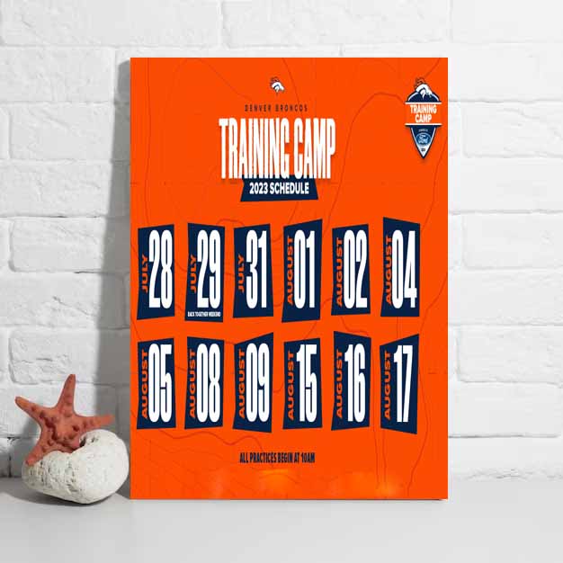 Nfl Denver Broncos Training Camp 2023 Open Practices Poster