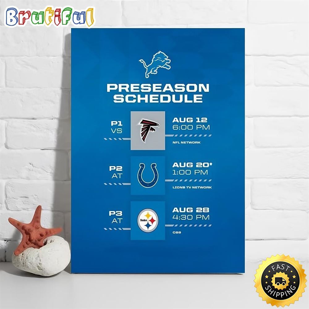 Nfl Detroit Lions 2023 Preseason Schedule Poster