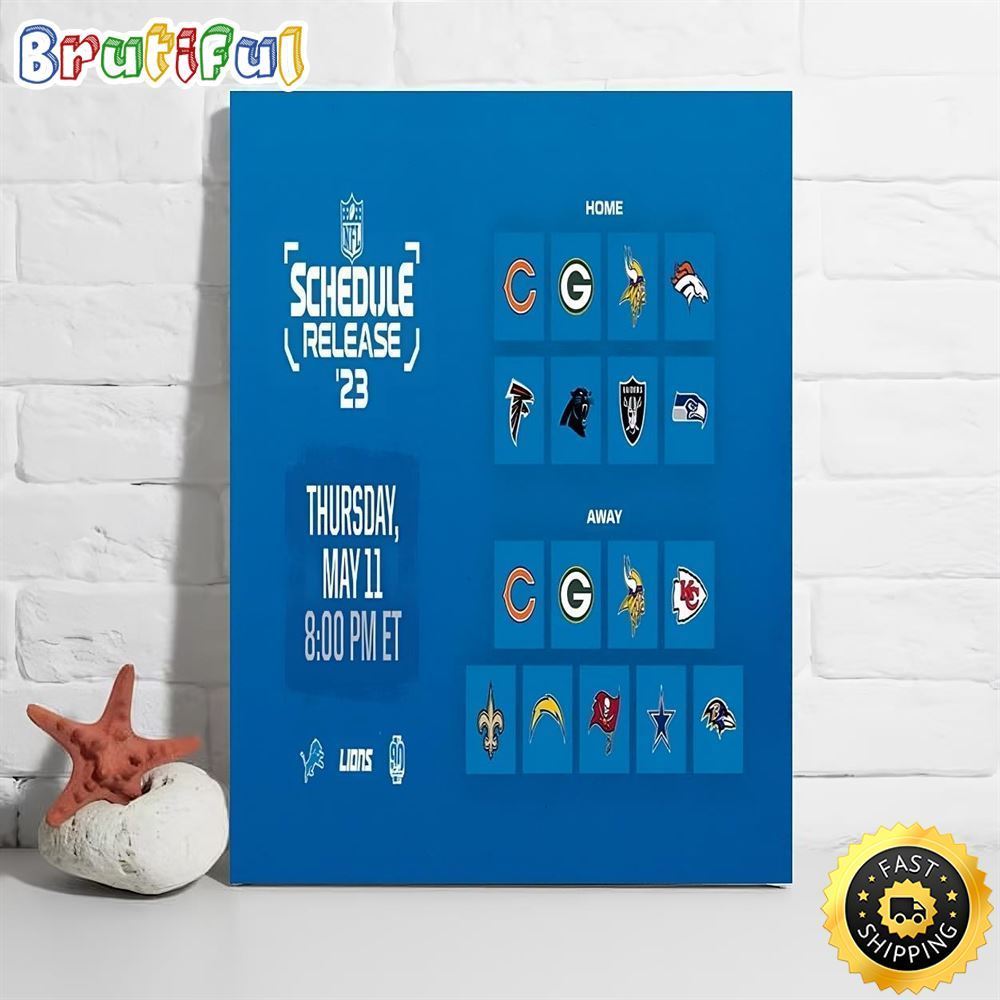 Nfl Detroit Lions 2023 Schedule Release Poster