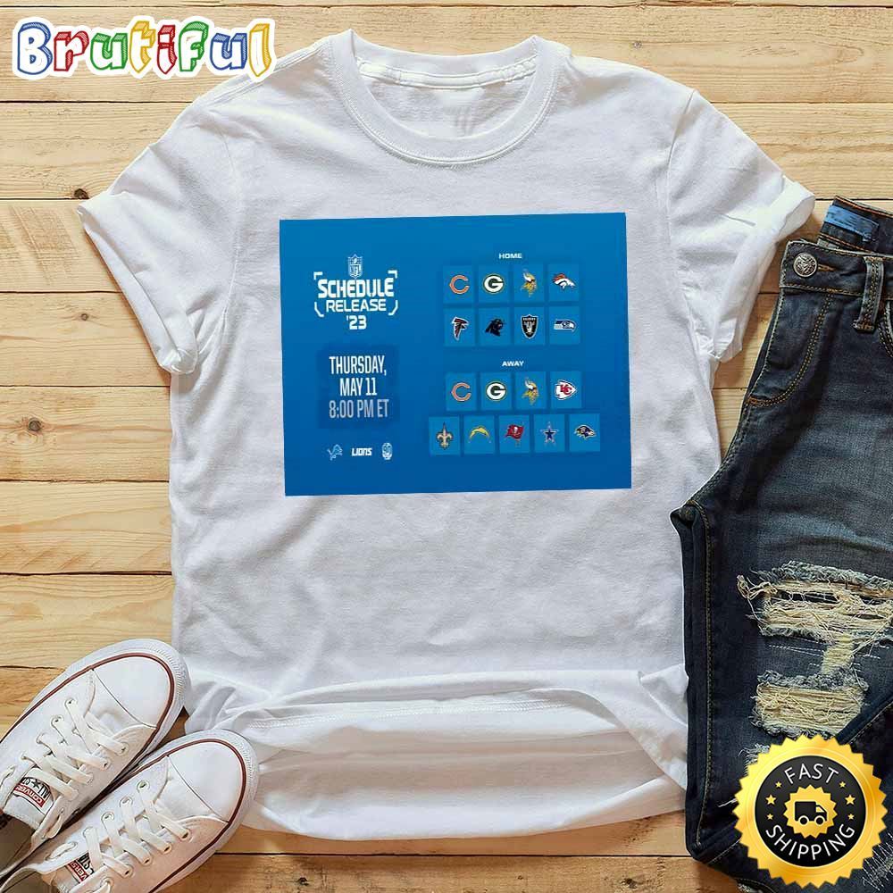 Nfl Detroit Lions 2023 Schedule Release White T Shirt