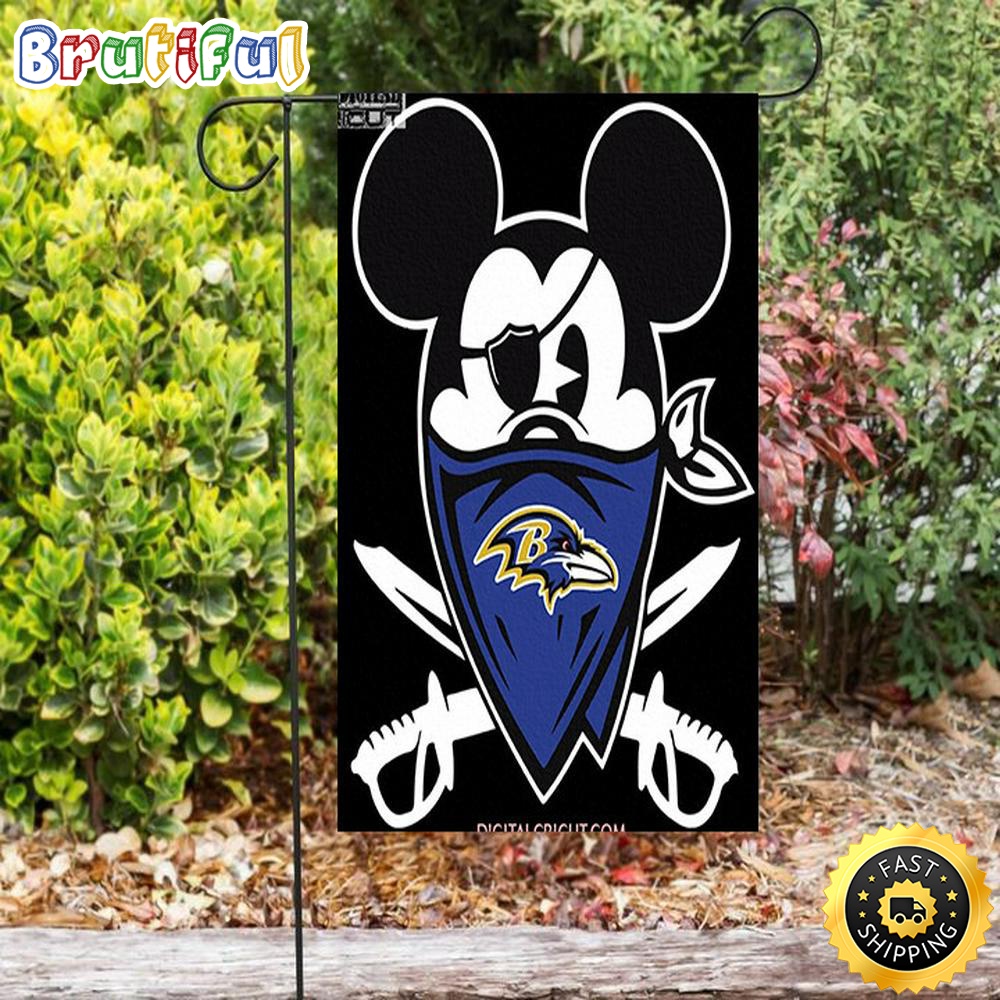 Nfl Garden Flags Baltimore Ravens Mickey Pirates Double Sided Printing Garden Flag Ravens Garden Flags