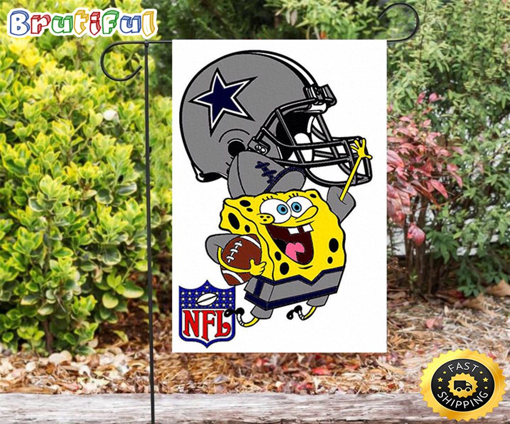 Nfl Garden Flags Dallas Cowboys Spongebob Jumping Double Sided Printing Garden Flag Cowboys Garden Flags