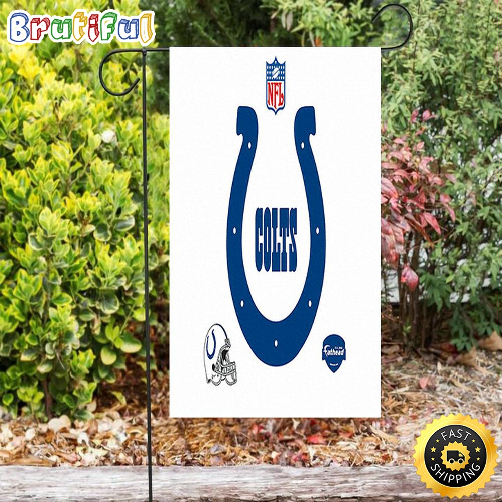 Nfl Garden Flags Indianapolis Colts Horseshoe Helmet White Double Sided Printing Garden Flag Colts Garden Flag
