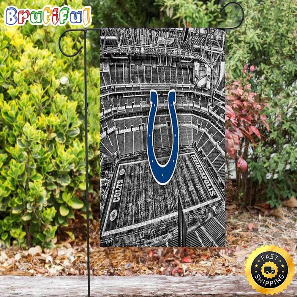 Nfl Garden Flags Indianapolis Colts Horseshoe Stadium Black White Double Sided Printing Garden Flag Colts Garden Flag