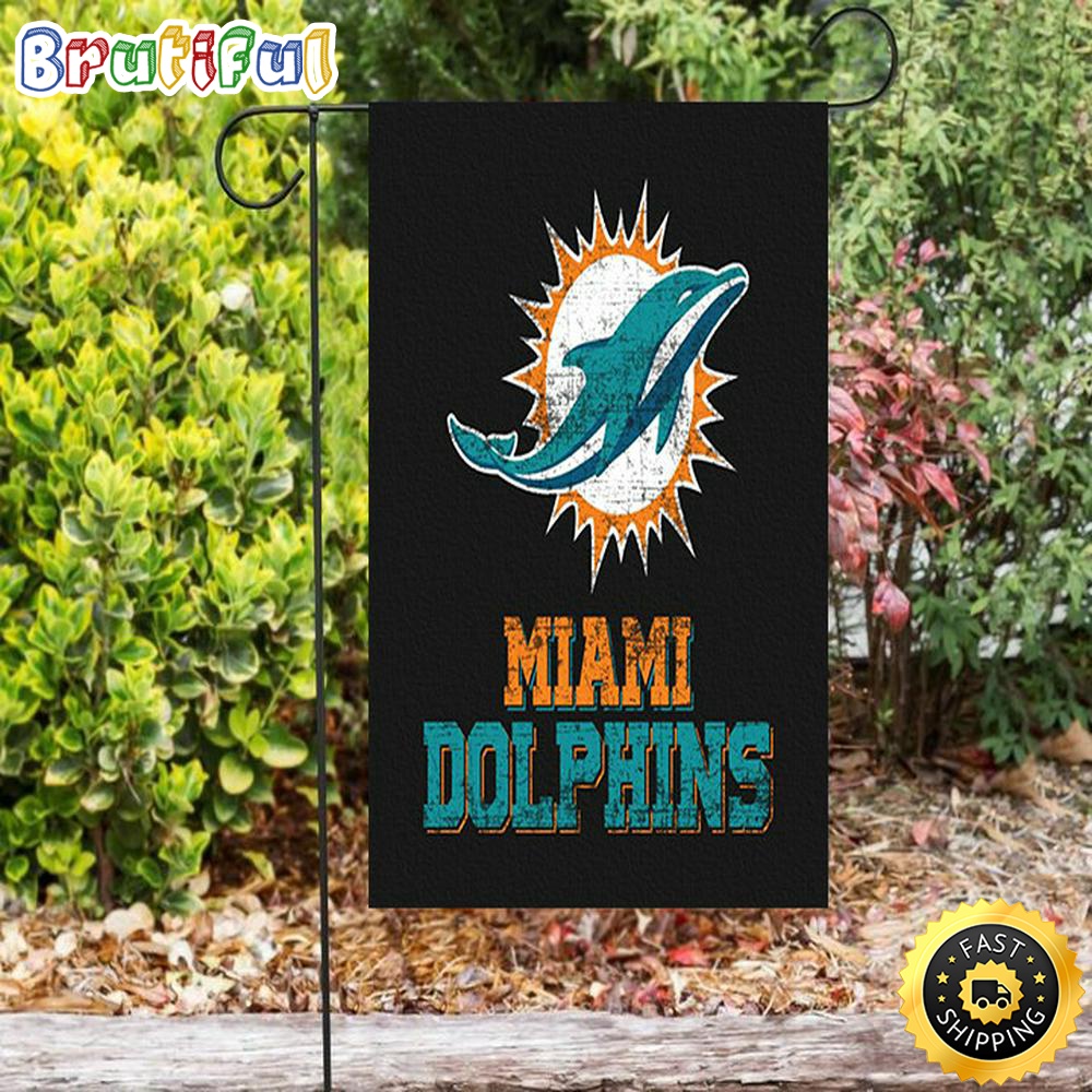 Nfl Garden Flags Miami Dolphins Logo Art illustration 2 Double Sided Printing Garden Flag Dolphins Garden Flag