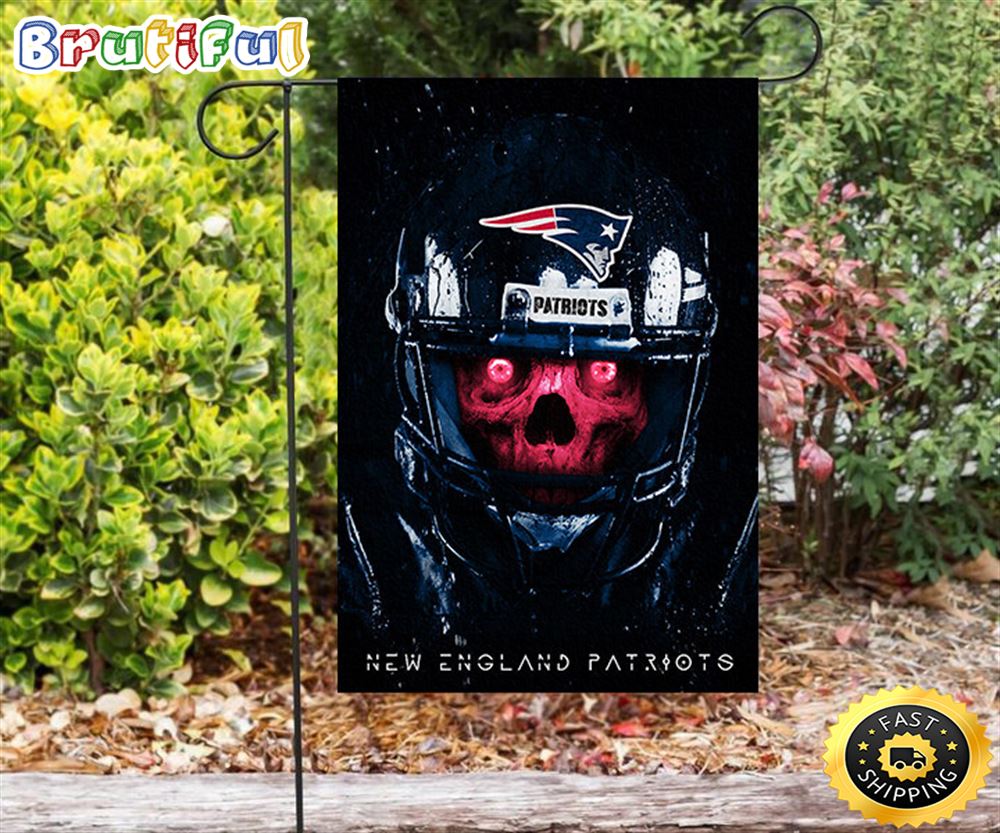 Nfl Garden Flags New England Patriots Skull Wearing Helmet Double Sided Printing Garden Flag Patriot Garden Flags