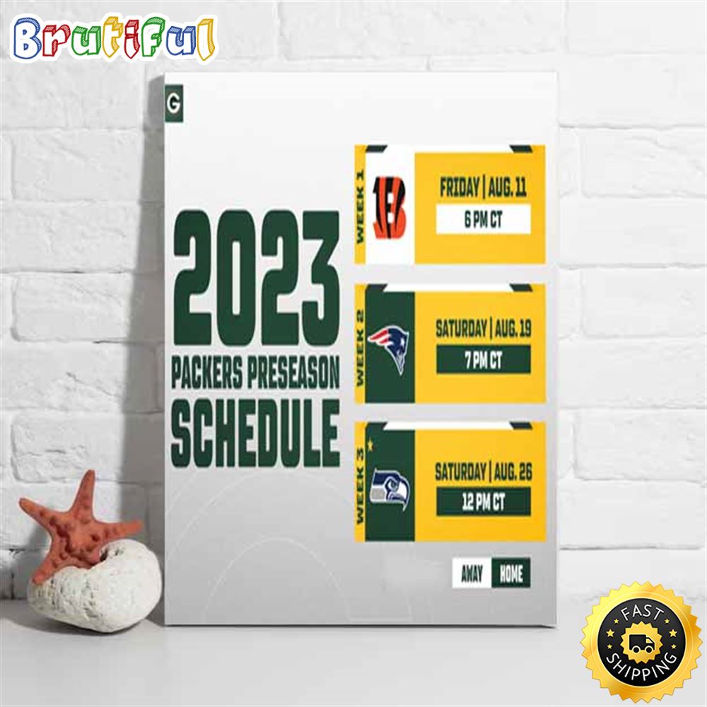 Nfl Green Bay Packers 2023 Preseason Schedule Poster