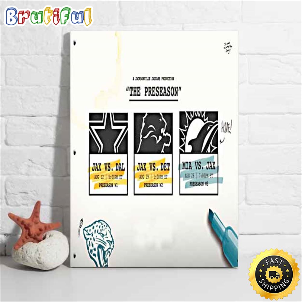 Nfl Jacksonville Jaguars 2023 Preseason Schedule Poster