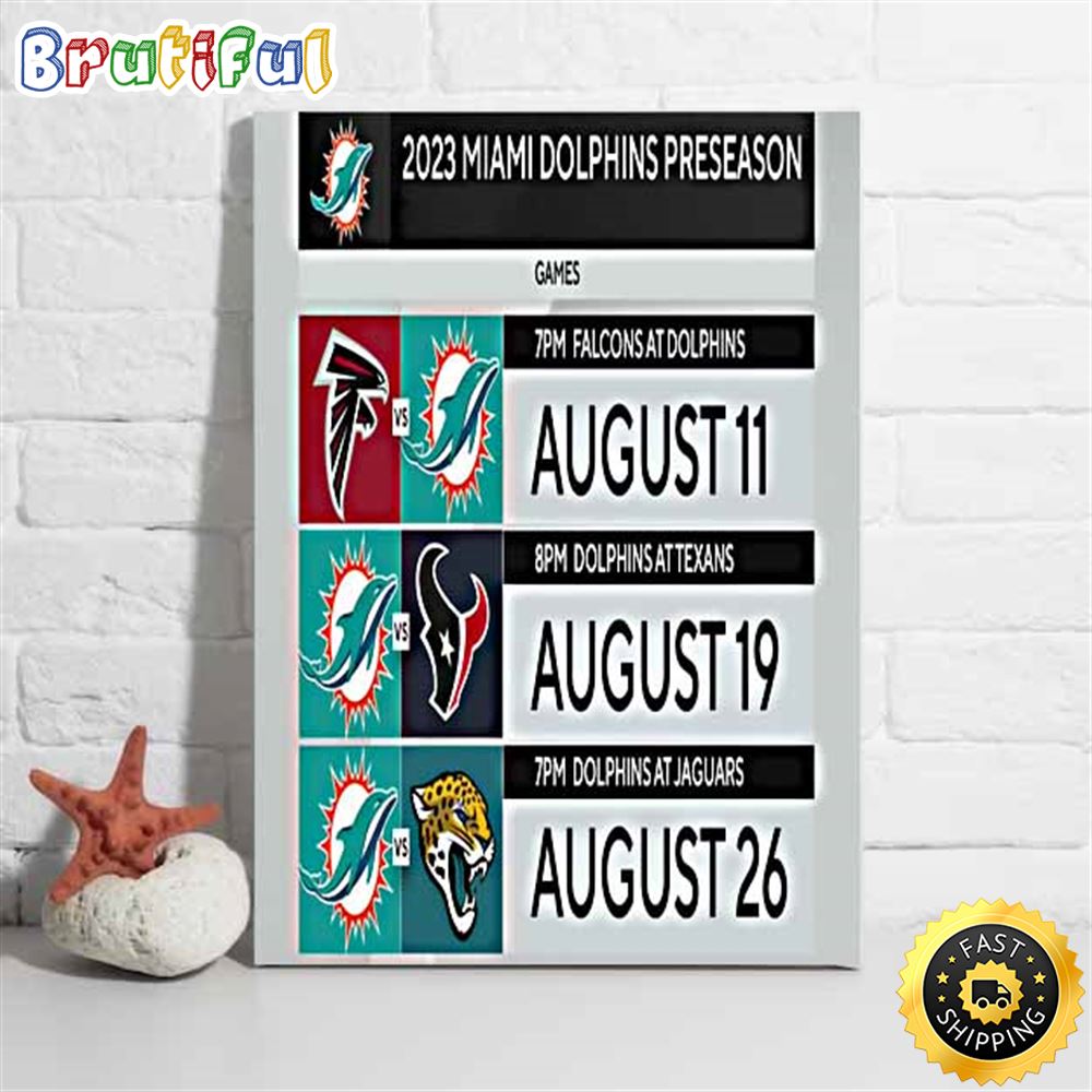 Nfl Miami Dolphins 2023 Preseason Schedule Poster