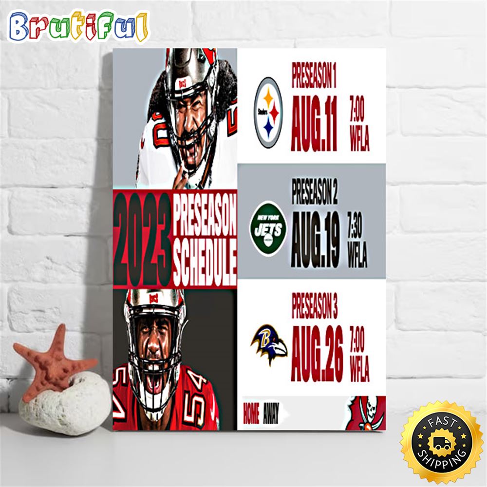 Nfl Tampa Bay Buccaneers 2023 Preseason Schedule Poster