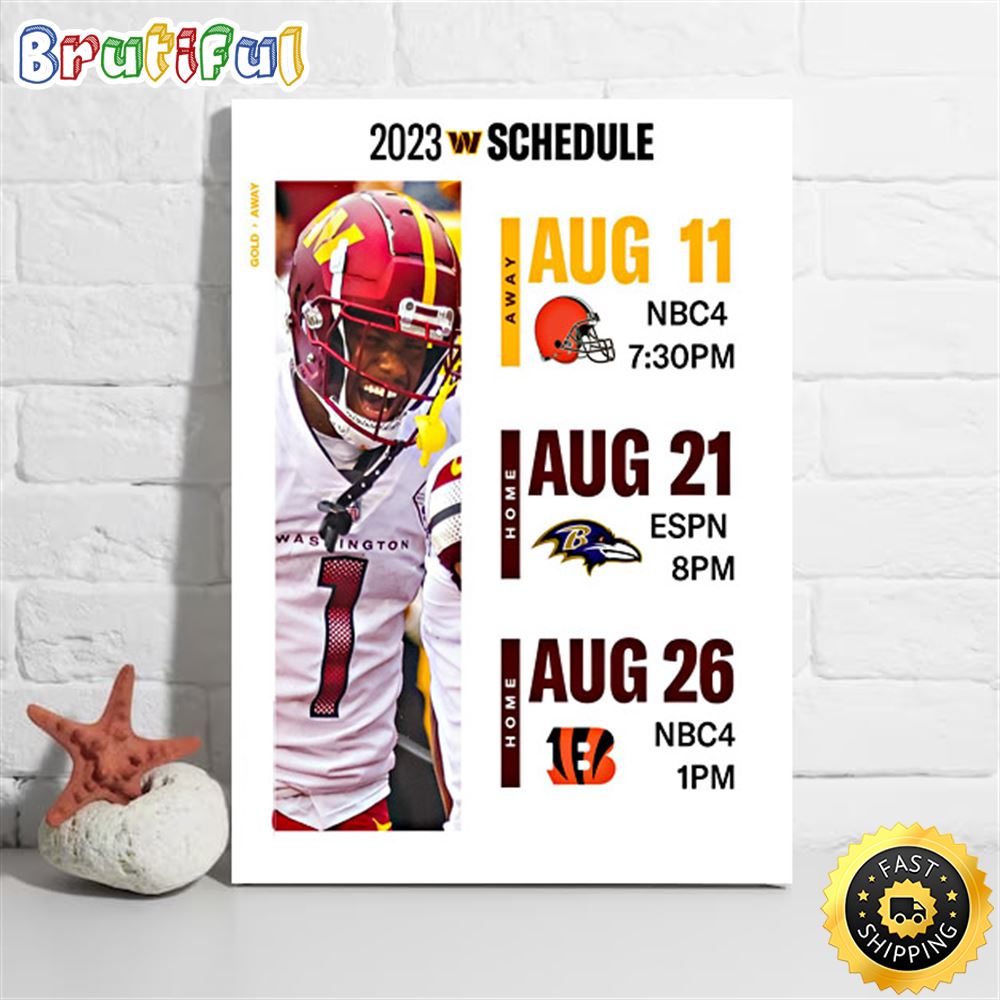 Nfl Washington Commanders 2023 Preseason Schedule Poster