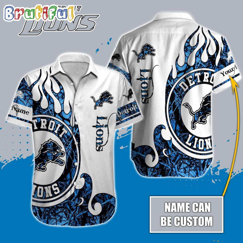 Personalized NFL Detroit Lions Hawaiian Shirt Special Realtree Hunting Design Aloha Shirt