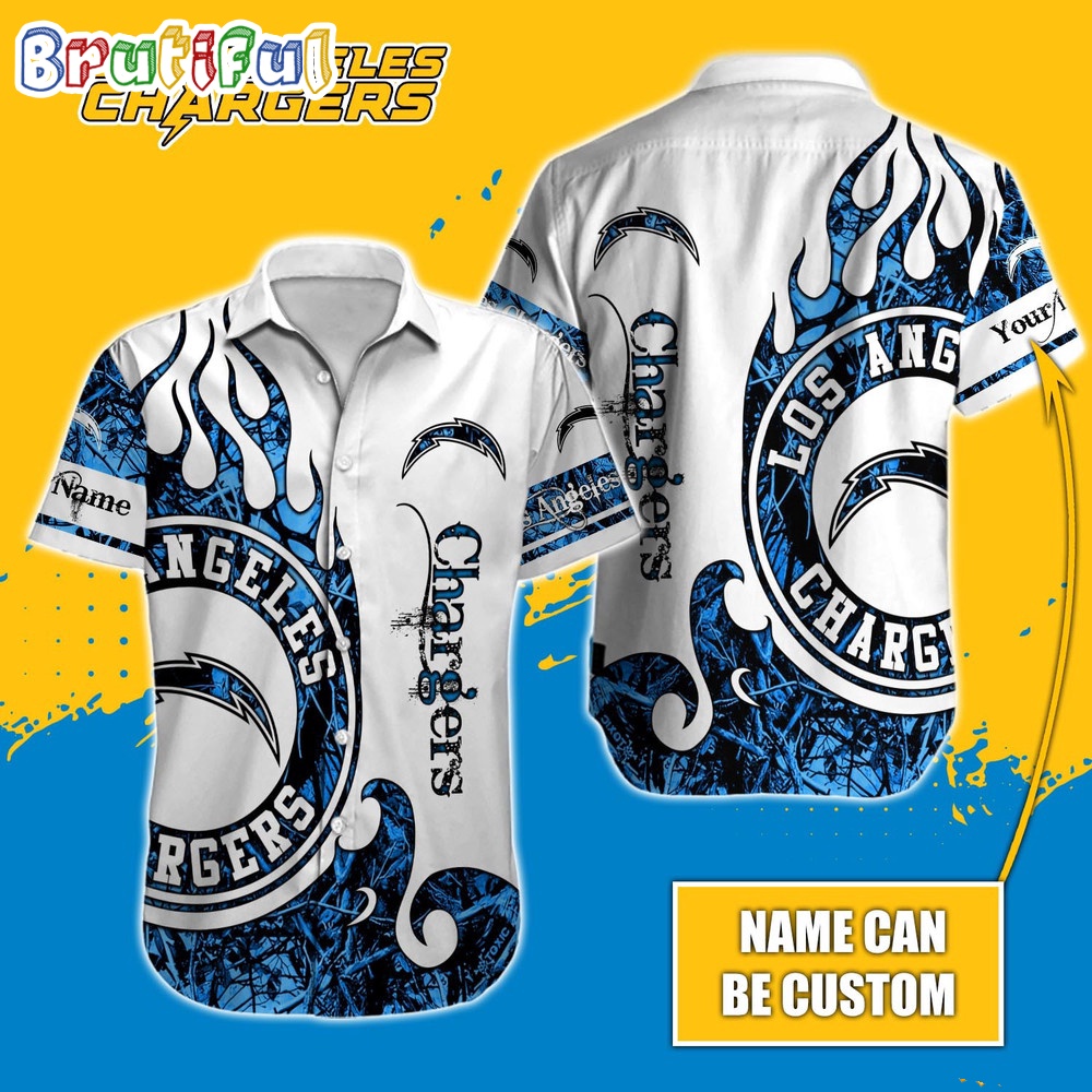 Personalized NFL Los Angeles Chargers Hawaiian Shirt Special Realtree Hunting Design Aloha Shirt