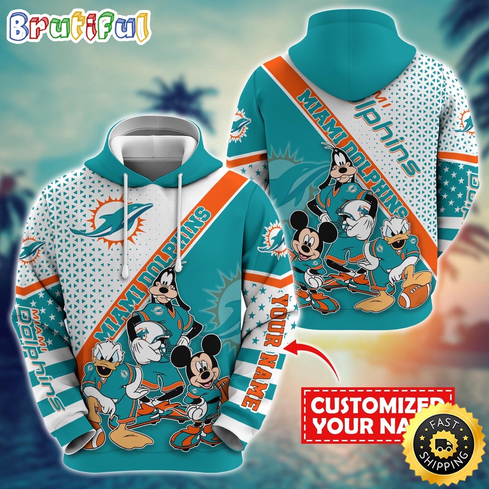 Personalized NFL Miami Dolphins Hoodie Character Cartoon Movie Unisex Hoodie