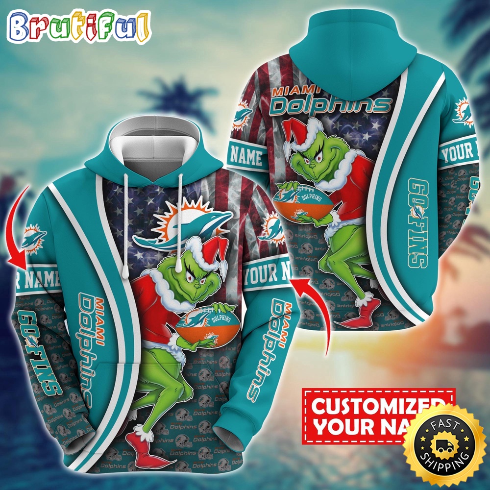 Personalized NFL Miami Dolphins Hoodie Grinch Unisex Hoodie