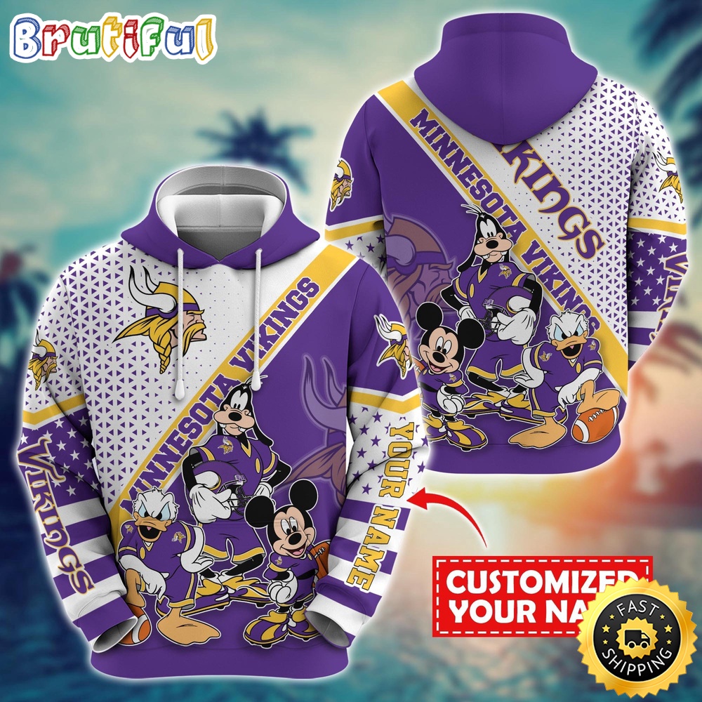 Personalized NFL Minnesota Vikings Hoodie Character Cartoon Movie Unisex Hoodie
