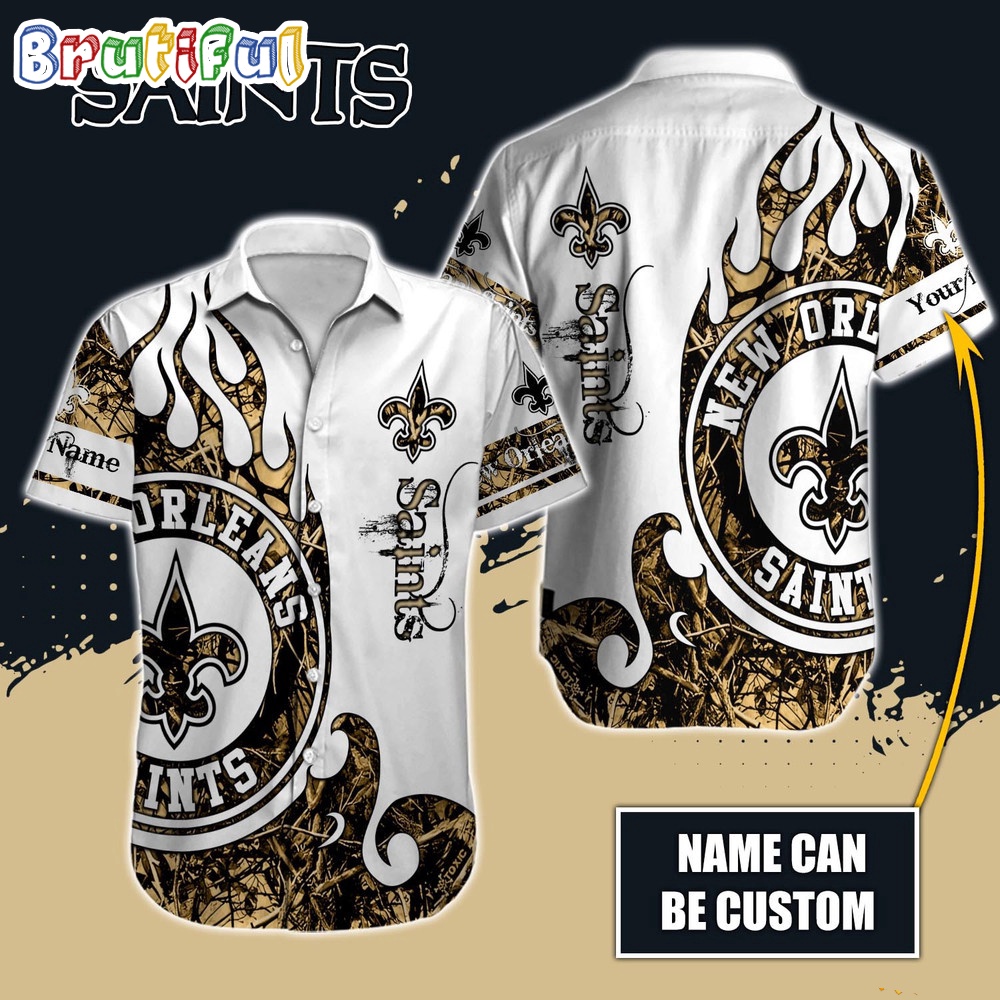 Personalized NFL New Orleans Saints Hawaiian Shirt Special Realtree Hunting Design Aloha Shirt