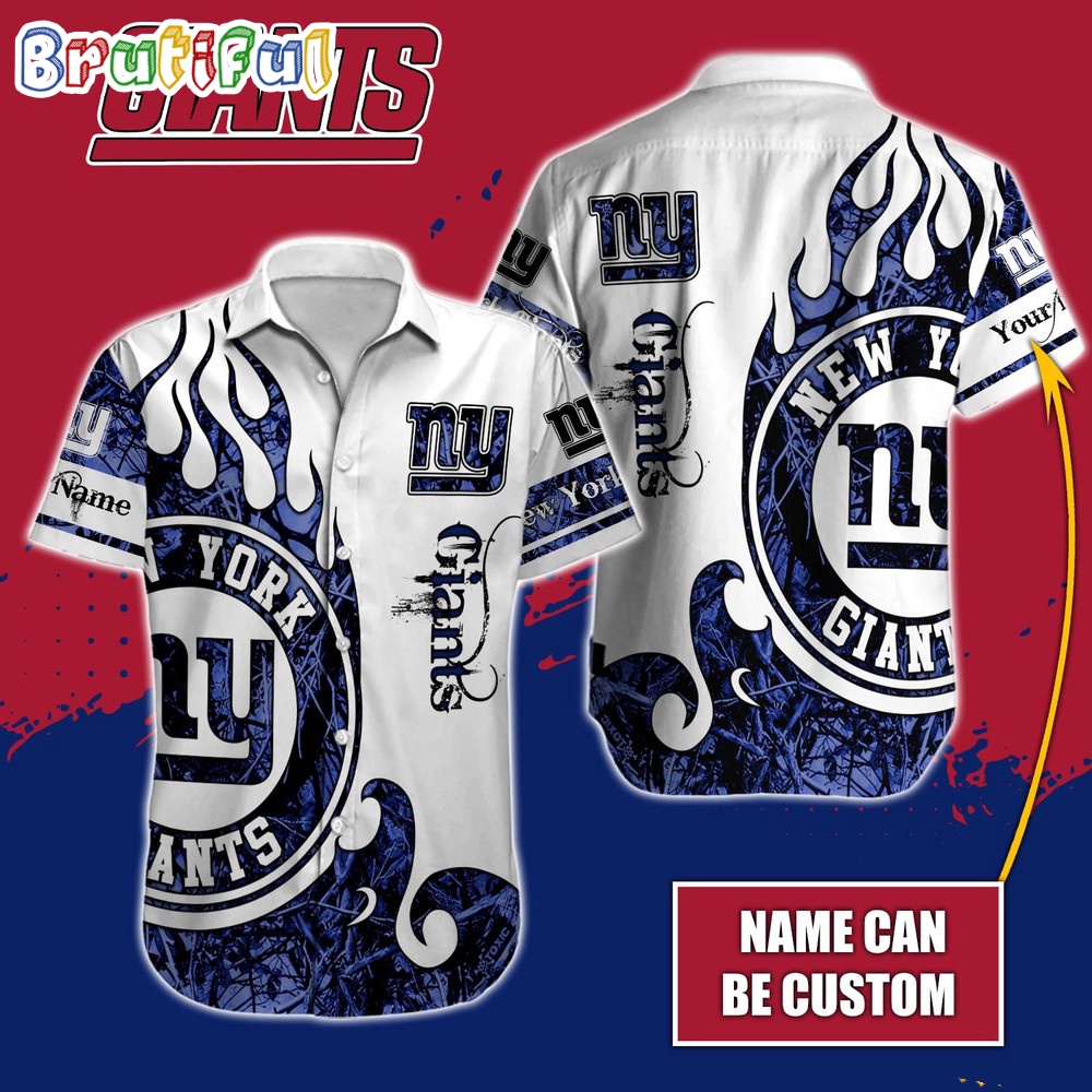 Personalized NFL New York Giants Hawaiian Shirt Special Realtree Hunting Design Aloha Shirt