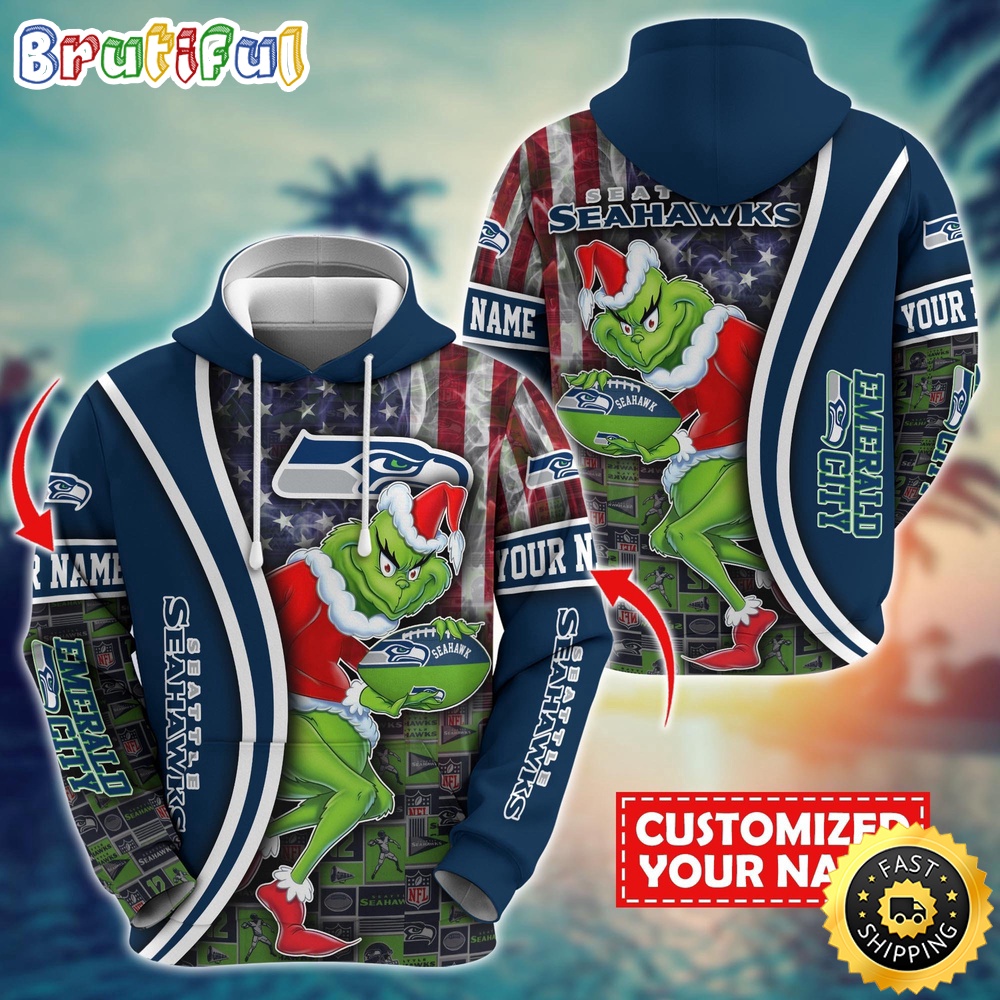 Personalized NFL Seattle Seahawks Hoodie Grinch Unisex Hoodie